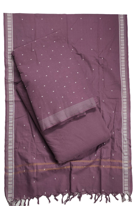 Purple - 3pc Jamdani cotton Unstiched Dress Materials