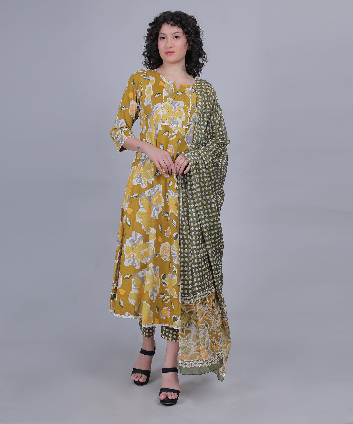 Tomato Red Premium Cotton Kurta Duppata Set