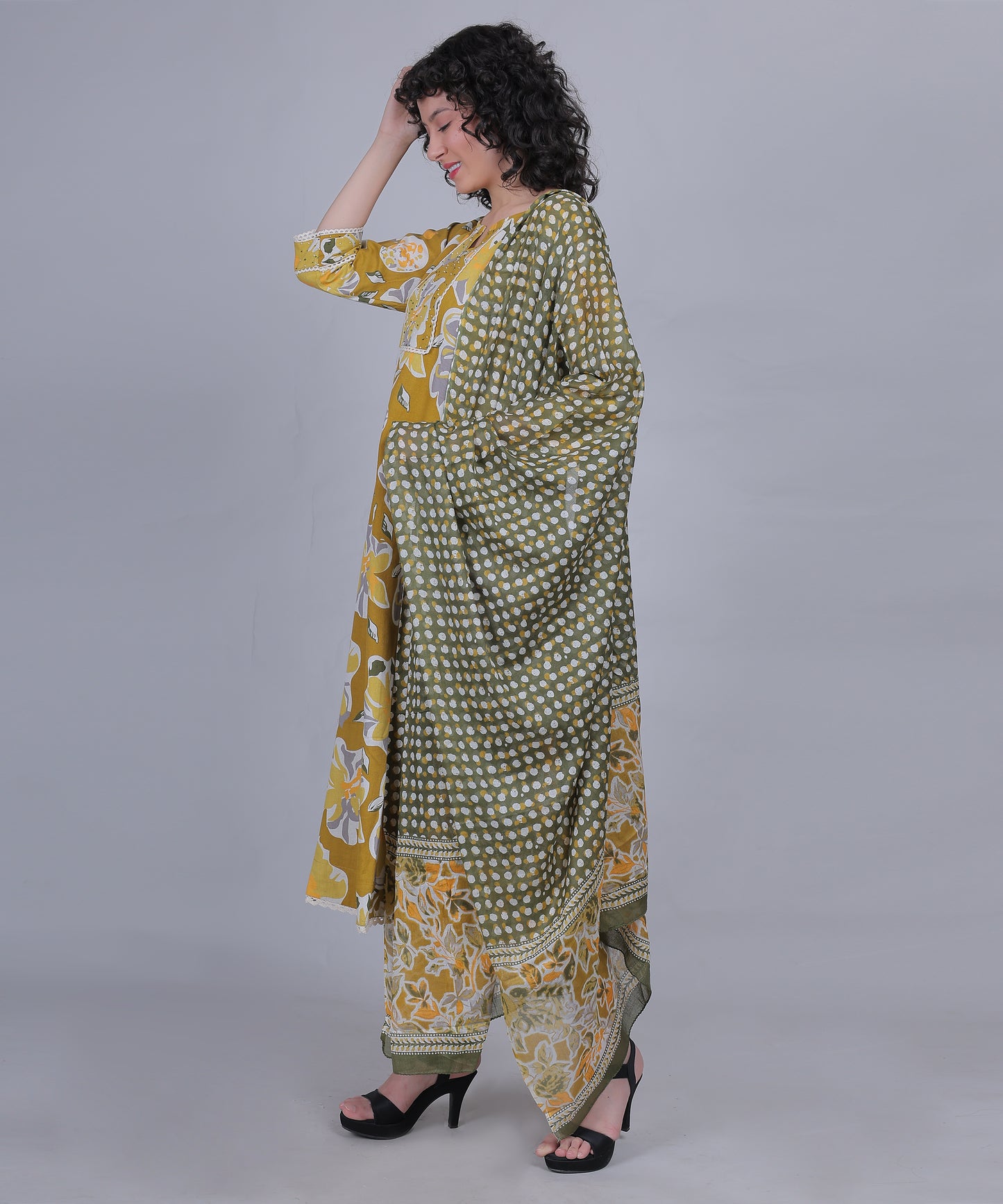 Tomato Red Premium Cotton Kurta Duppata Set