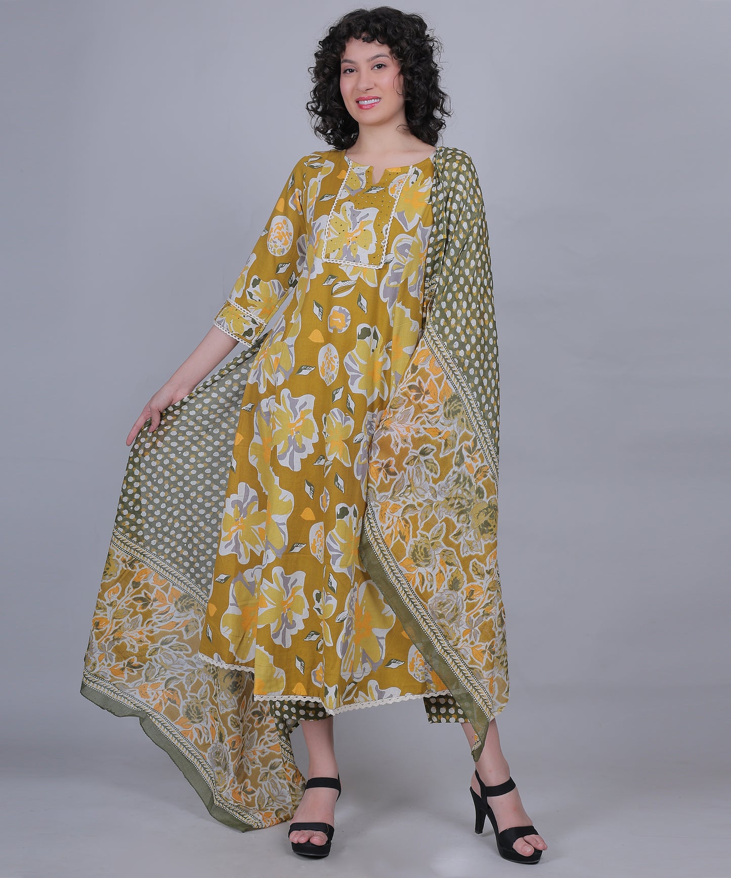 Tomato Red Premium Cotton Kurta Duppata Set